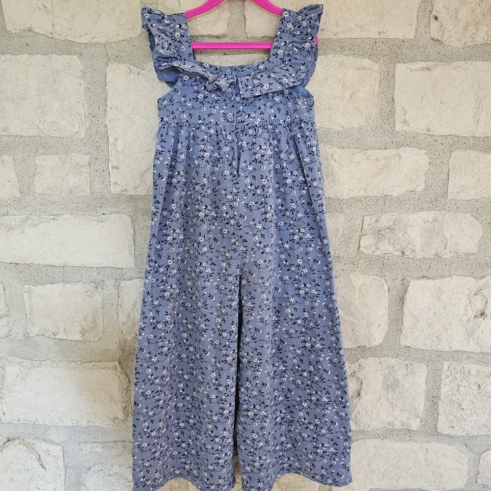 Janie and Jack Blue Floral Girls' Sleeveless Jumpsuit
